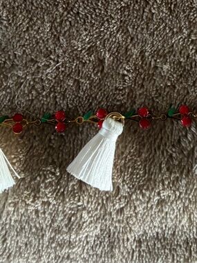 Cherry and tassel bag chain 9 inches